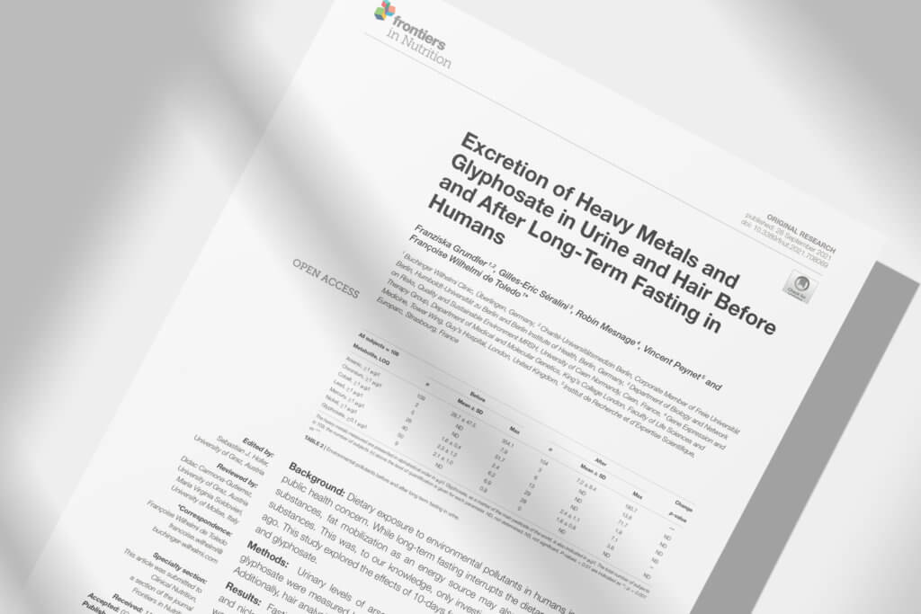 Buchinger Wilhelmi, Fasten, Heilfasten, Fasting, Health, Integrative Medicine, excretion of heavy metals, publication, scientific study, Dr Françoise Wilhelmi de Toledo, scientific department